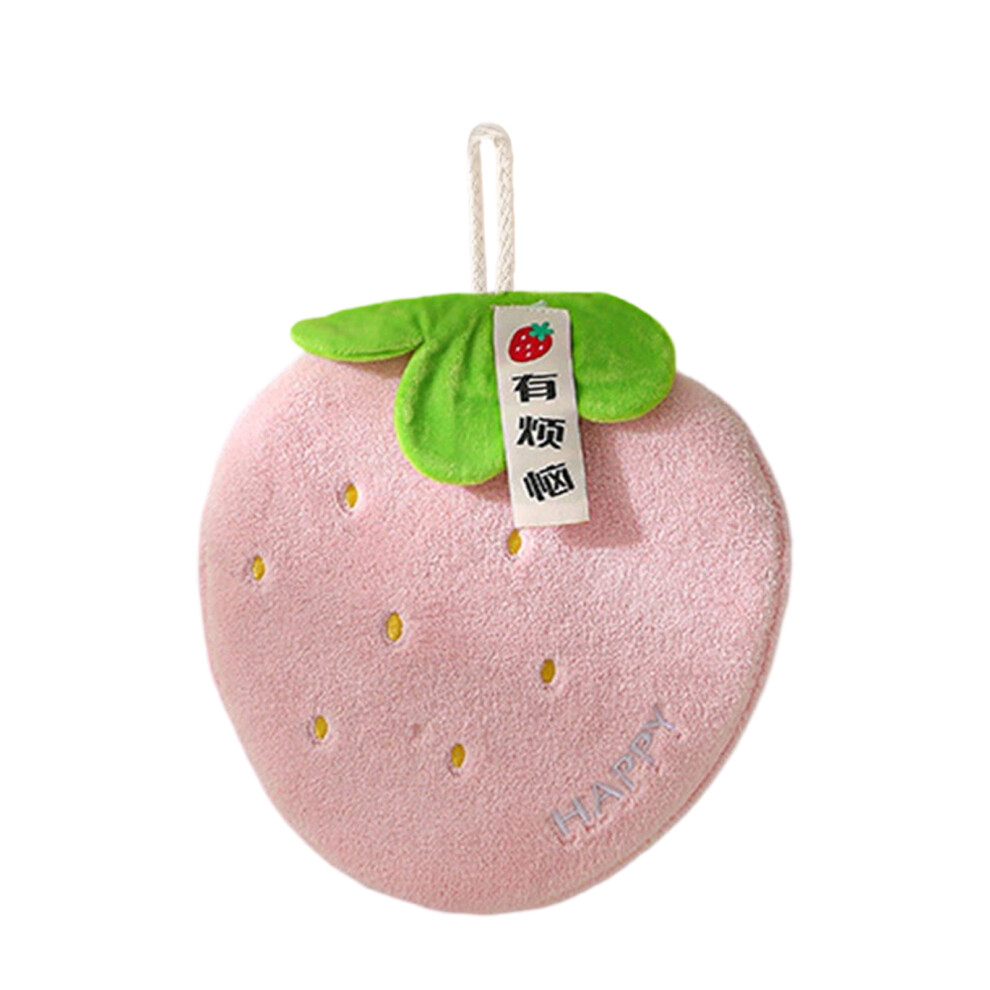 Hand Towel Creative Fleece Fruit Shape-Strawberry Coral/Pink