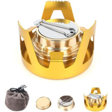 Réchaud de camping portable, mini brûleur à alcool pour la randonnée, construction légère en laiton assurant durabilité et efficacité,
