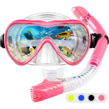 Conjunto de snorkel para adultos, lente de vidro temperado com ângulo de visão panorâmico e tratamento antiembaçante, snorkel com superfície