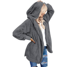 Kuschelige Kuscheldecke für Damen, warmer Kapuzencape mit Taschen, übergroßer, offener Cardigan, tragbare Decke für Büro und Zuhause,