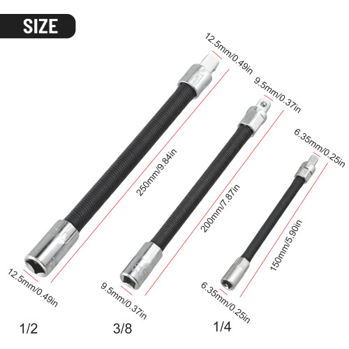 Μάρκα Ανταλλακτική ράβδος επέκτασης Εύκαμπτος άξονας 3 τμχ Μαύρο γυαλισμένο 1
