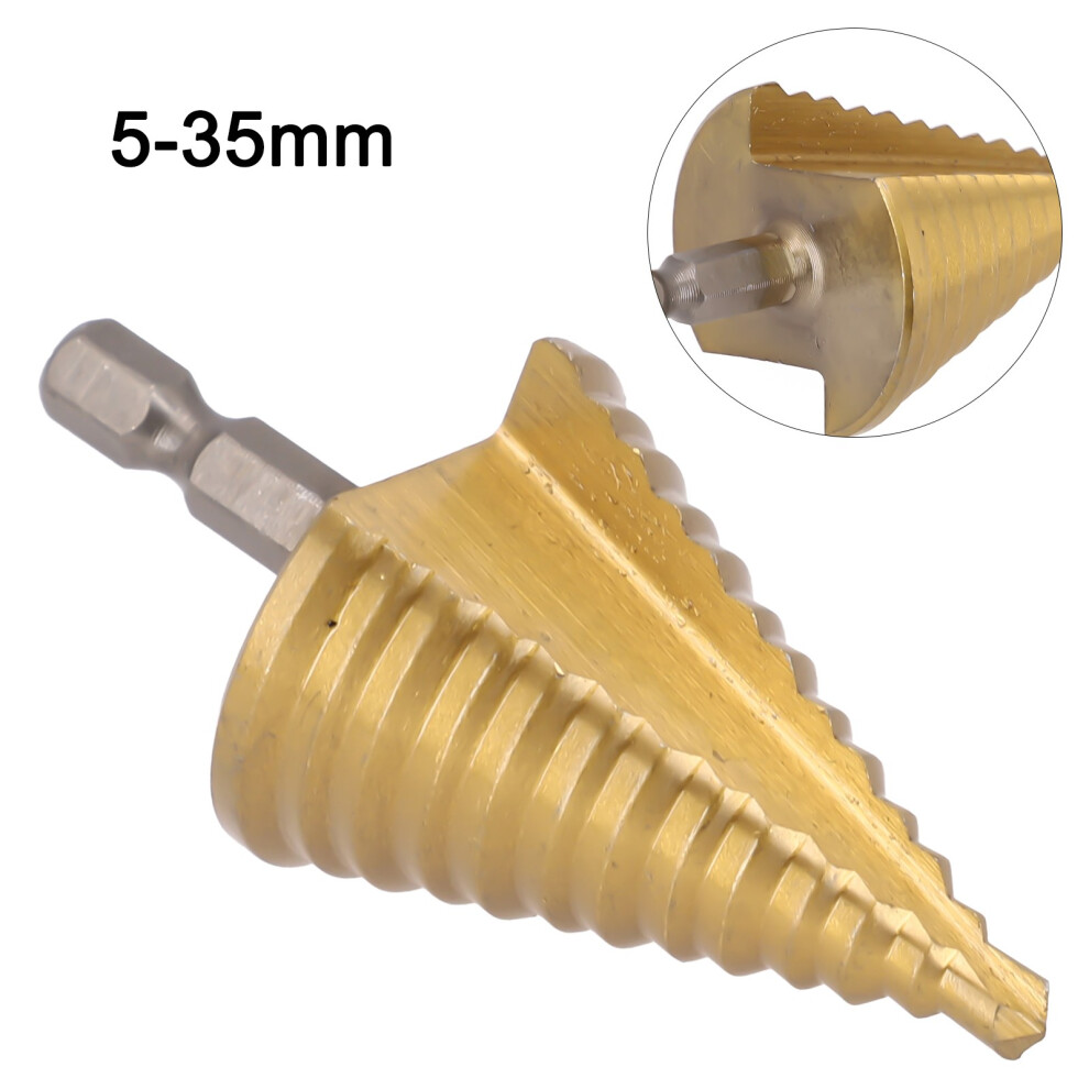 1Pc S35mm Hss Titanium 13 Steps Multiple Spiral Grooved Bits For Hole Cone Punching Power Tool Parts 6935161490503