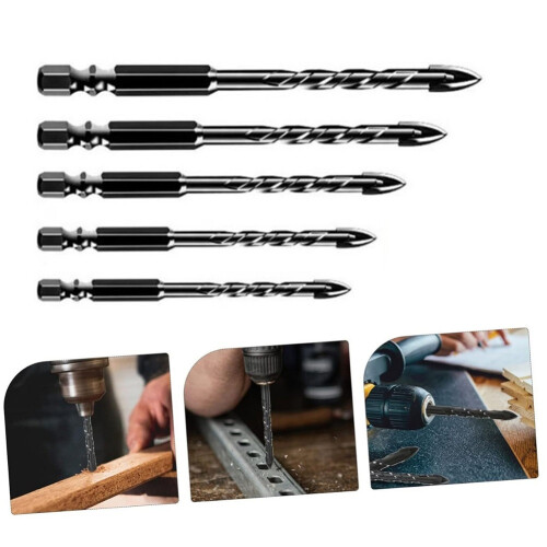 5PCS Cross Tile Drill Bits Triangle Drill Stone Glass Concrete Hole Opener Hand Tools Tool Accessories Professional Tools