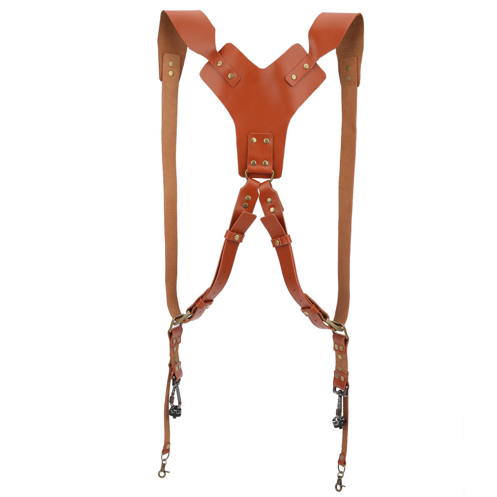 Leather Camera Harness For Two Dslr Slr Cameras, Easy To Operate Double Camera Strap With High-Quality Pu Leather, Night Driving Function Equipped 9138057532975