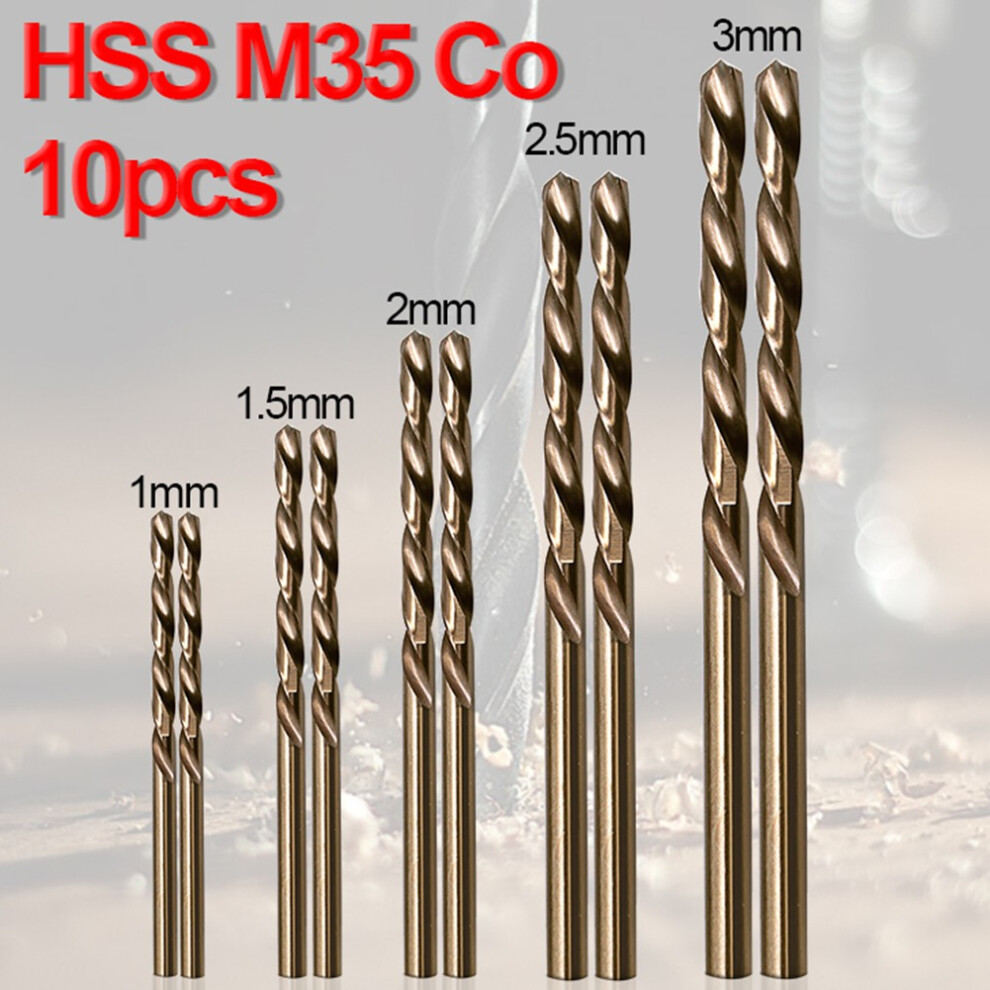 10Pcs Hss M35 Cobalt Drill Bit Straight Shank Drill For Wood Metal Stainless Steel Drilling Hole 1Mm 1.5Mm 2Mm 2.5Mm 3Mm 6935161490640