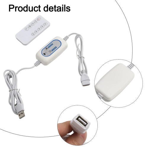 Telecomando per cavo di prolunga USB con interruttore timer, 5 livelli di velocità regolabili per ventole USB e luci LED 1
