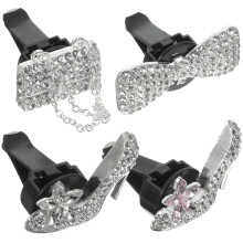 4Stk Bling Auto Lüftung Clips Kristall Metall Silber Deko