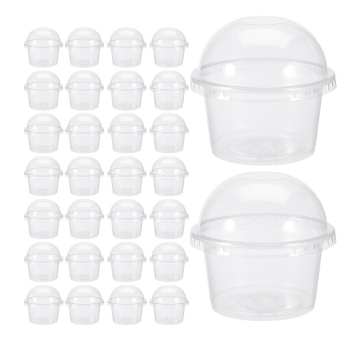 200 Transparante Plastic Dessert Potten Met Dome Deksels 250 Ml