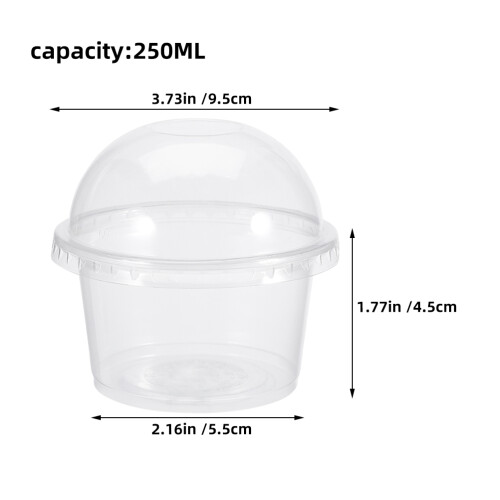 200 Transparante Plastic Dessert Potten Met Dome Deksels 250 Ml 1