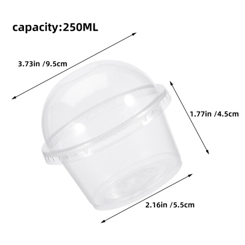 200 Transparante Plastic Dessert Potten Met Dome Deksels 250 Ml 2