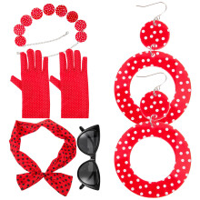 Set Vrouwen 50S Kostuumaccessoires Haarband Bril Halsketting Oorbellen