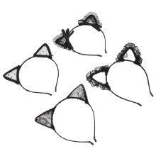 4Stk Schwarze -Haarbänder, Tierische , Bequem & Elastisch