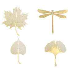 vintage messing bladwijzers met bladnerf en liefdesvrucht, luxe gift