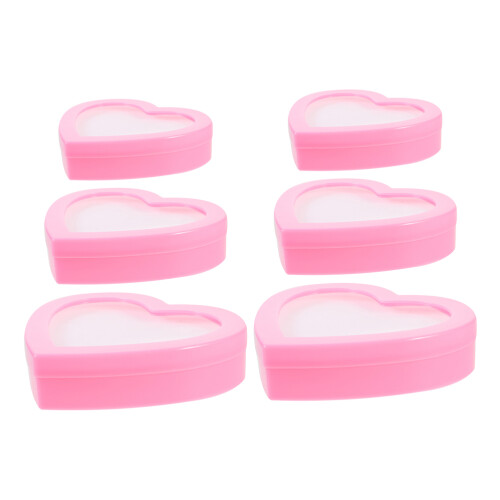 6Stk Ringbox Herzform Pink Kunststoff Schmuck Organizer Kinder