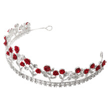 Rote Brautkrone Metall Hochzeit Tiara Haarschmuck