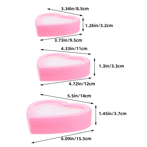 6Stk Ringbox Herzform Pink Kunststoff Schmuck Organizer Kinder 2