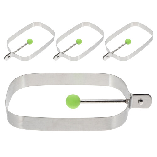 4Stk Quadratische Eierform Eierringe Pfanne Muffins Silber