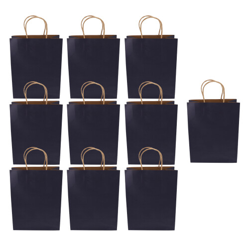 10Ud Bolsa De Papel Kraft Azul Para Embalaje De Comida Y