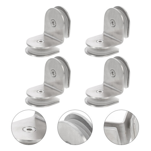 4Ud Sujetavidrios De Acero Inoxidable Plata Para Uso Doble 2