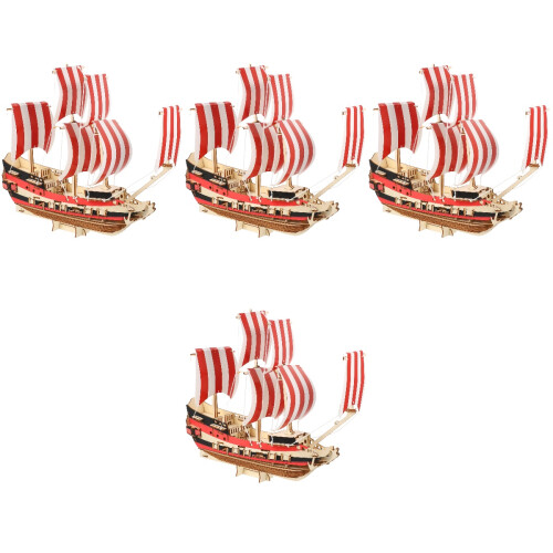 4 Ensembles Voilier 3D En Bois Kit Assemblage Jouet 2
