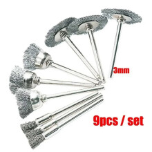 9Pcs Drahtbürstenset, Edelstahl-Rostentfernung, Polieren, Drahtradbürste, Drehwerkzeug für Graveur, Schleifmaterialien,