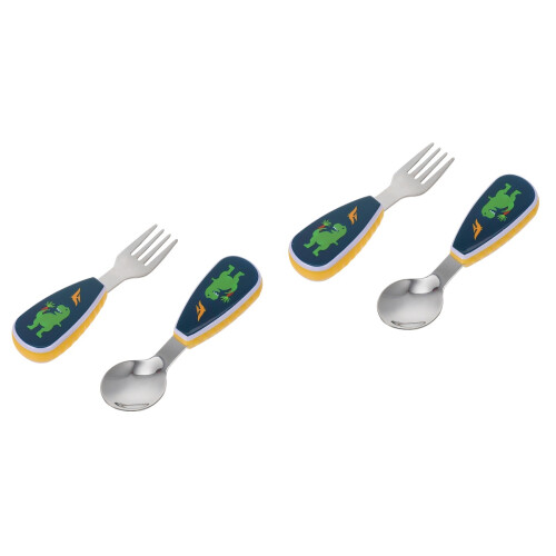 2 Sets Stainless Steel Training Tableware Set Fork Spoon 2