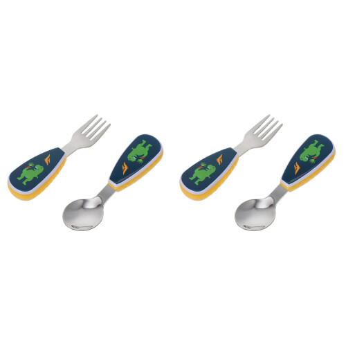 2 Sets Stainless Steel Training Tableware Set Fork Spoon 1