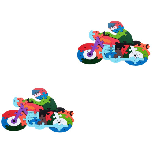 2Pcs Motorcycle 3D Jigsaw Puzzle Toy For Kids Educational Alphanumeric 2