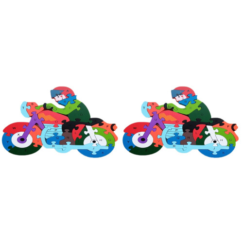 2Pcs Motorcycle 3D Jigsaw Puzzle Toy For Kids Educational Alphanumeric 1