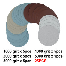 25 Stück 5 Zoll Schleifscheiben Rundes Nass-/Trockenschleifpapier Haken und Schlaufe 1000 2000/3000 4000 5000 Schleifpapier 125mm Schleifpapier zum P