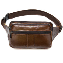 Leather Waist Bag for Men and Women, Genuine Leather Fanny Pack with Adjustable Waist Belt, Multi-functional Sling Purse for Outdoor Travel Hiking Cyc