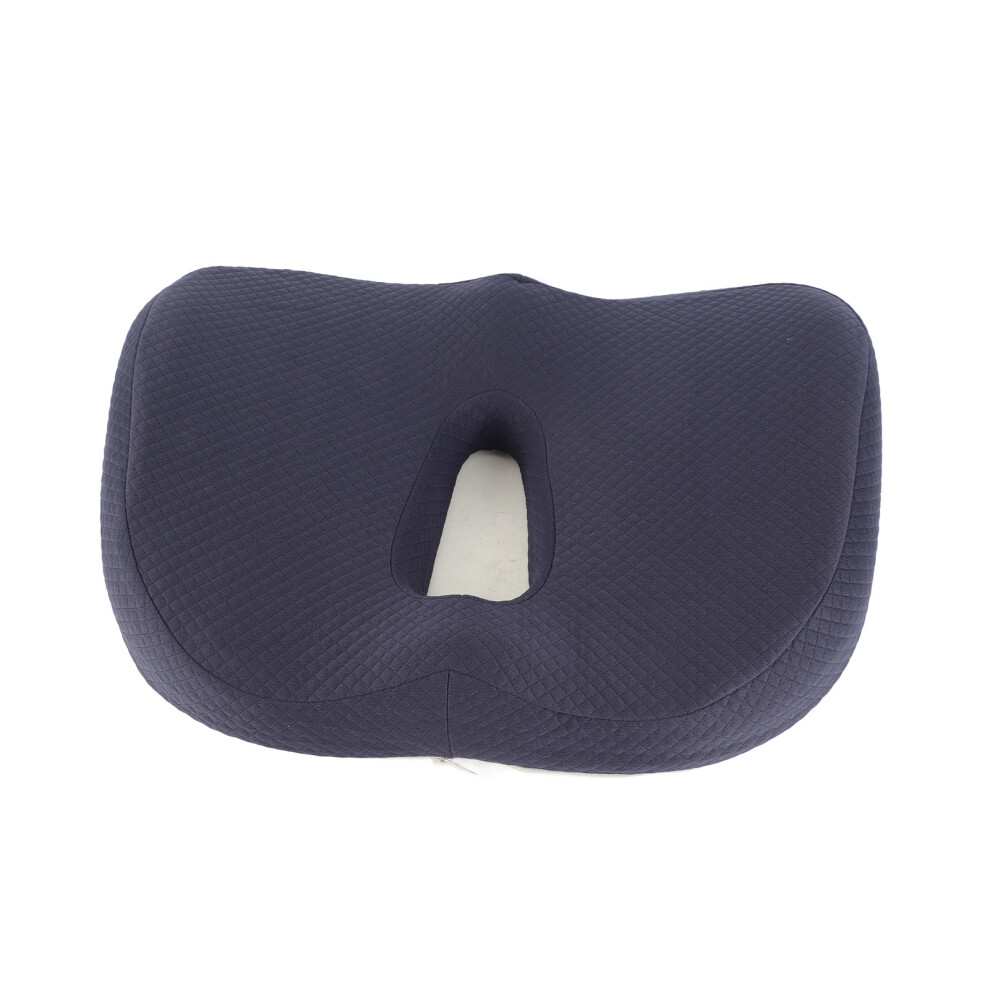 Memory Foam Seat Cushion - Breathable Oval Navy Blue 30x40x7cm