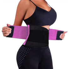Waisttrainer voor vrouwen, tailletrimmer met lendensteun en buikcompressie, verstelbare zweetband met klittenbandsluiting voor fitnessoefeningen op