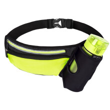 Waist Pack with Water Bottle Holder, Adjustable Waist Band Reflective Stripes Running Belt for Hands Free Outdoor Activities, Comfortable Wear Breatha