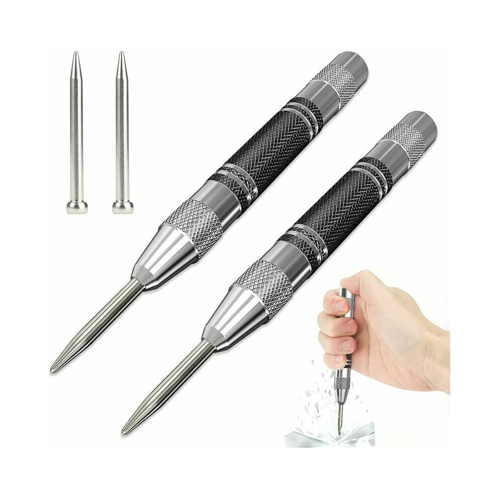 Professional Automatic Center Punch Set, 5.04 Inch Spring Loaded Metal Pins With Adjustable Impact For Wide Application 9448196408391