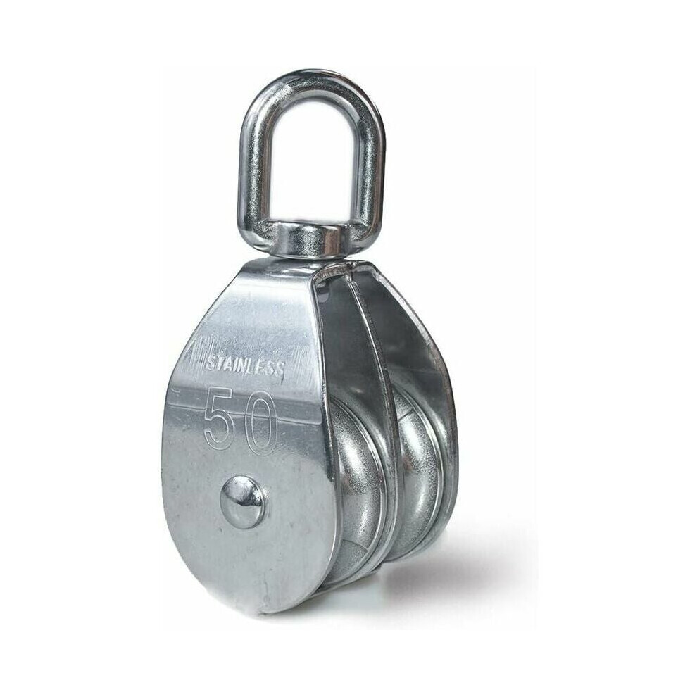 Heavy Duty Hardware Single Pulley Block, Stainless Steel Swivel Hook Double Pulley Block For Wire Rope Loading, Flexibly Swiveling With Corrosion 9433291810798