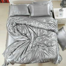 Luxurious Satin Silk Duvet Cover Set, Silk Like Fabric 4-Piece Bedding Set Including Duvet Cover 220 X 240 Cm, Fitted Sheet 180 X 200 Cm, Pillowcases