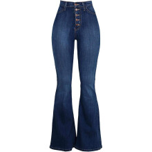 Pantalones vaqueros acampanados de pierna ancha para mujer, cómodos de llevar, de talle alto, con tejido vaquero elástico y corte acampanado,