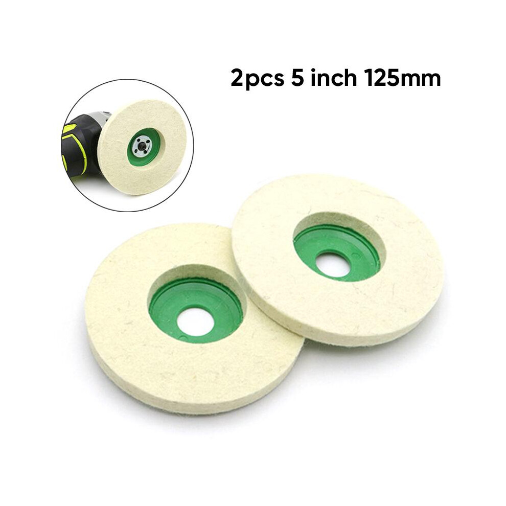 2Pcs/Lot 5Inch 125Mm Wool Felt Buffing Polish Wheel Pad Polishing Disc For Rotary Tool Abrasive Grinding 6935161453478