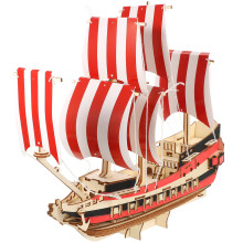 4 Set Puzzle 3D In Legno Barca A Vela, Kit Realistici Da Assemblare