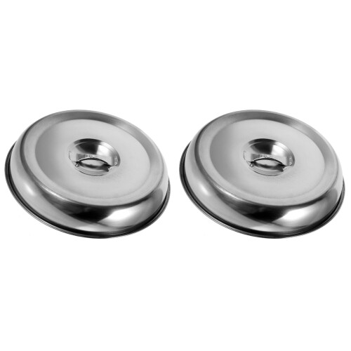 2Pz Cupola in Acciaio Per Cibo Manico Comodo Argento Cucina 2