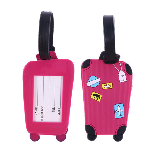 2Pz Tag Bagaglio in Silicone Rosa Per Valigia Con
