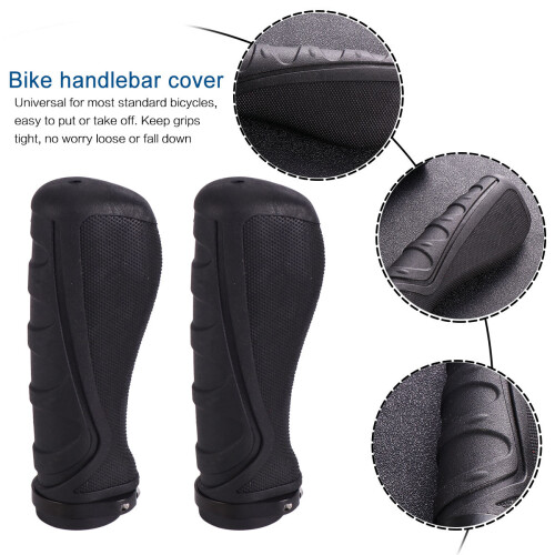 2Pz Manopole Manubrio Bici Gomma Nero Antiscivolo Comode 1