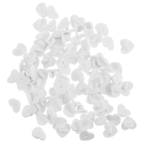 100Pz Blocca Cuore Gomma Bianco Per Brooch E Progetti Creativi