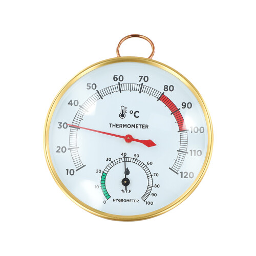 Termómetro de sauna e medidor de humidade com design simples, precisão entre dez e cento e vinte graus Celsius 2