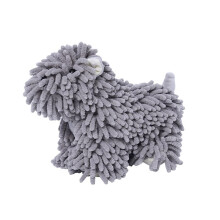 Weicher Chenille-Stoff, Cartoon-Hunde-Handtuch,-grau