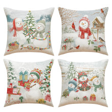 4 STUKS Kussensloop Kerstvakantie Linnen Kussenslopen-Stijl 5