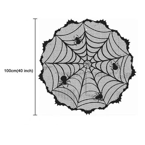 Black Cobweb Tablecloth Reusable Halloween Dining-Black 6 2