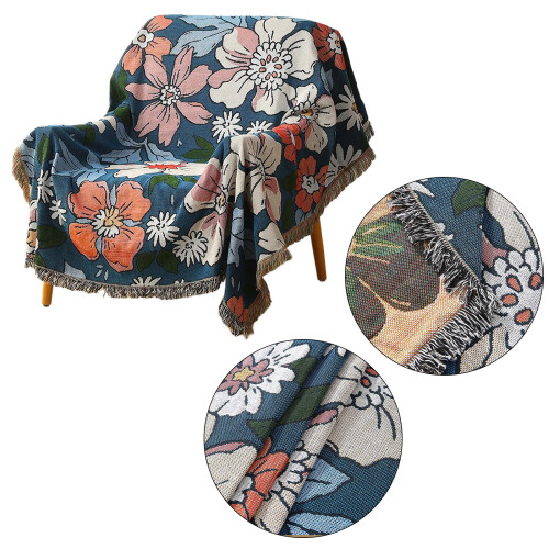 Sofa Throw Blanket, Comfortable Cotton Blend-Proud flower 2 2