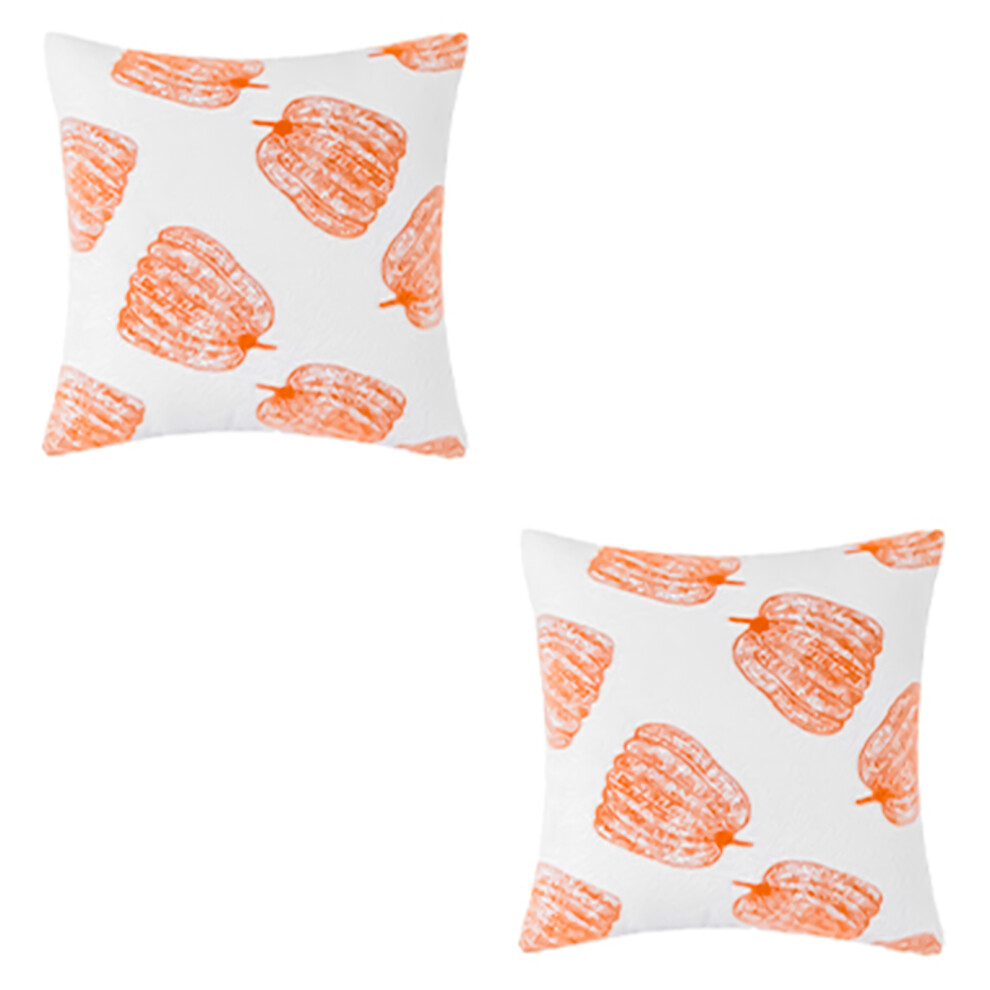 Pillowcases Autumn Pumpkin Pattern Throw Pillow- On Orange/White